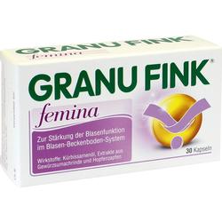 Verpackung von Granu Fink Femina zur Unterstützung der Blasenfunktion, 30 Kapseln.