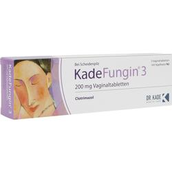 Eine Schachtel KadeFungin 3 Vaginaltabletten gegen Pilzinfektionen.